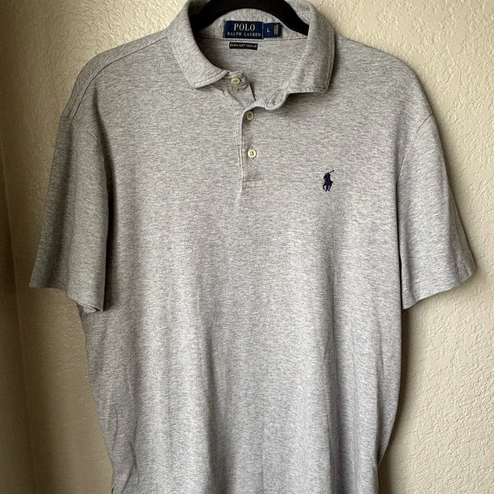 Polo Ralph Lauren Men's Gray Polo collar‎ short sleeve Large Pima Soft Touch